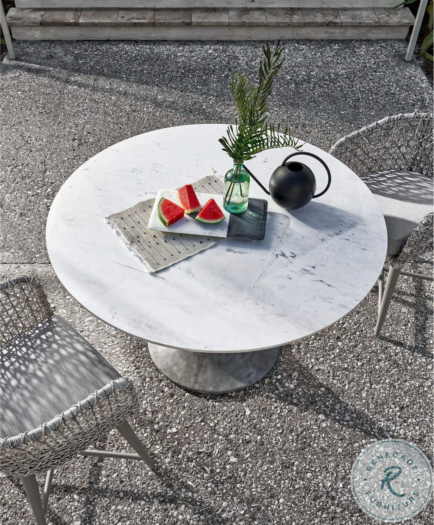 Universal Coastal Living Santa Cruz Faux Marble Outdoor Dining Set - Image 4