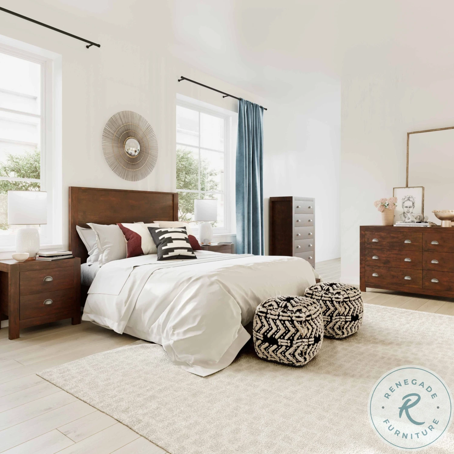 Asheville Vintage Umber Wooden King Panel Bed - Image 2