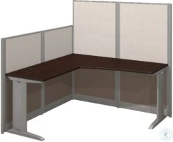 Mocha Cherry L Shaped Cubicle Workstation