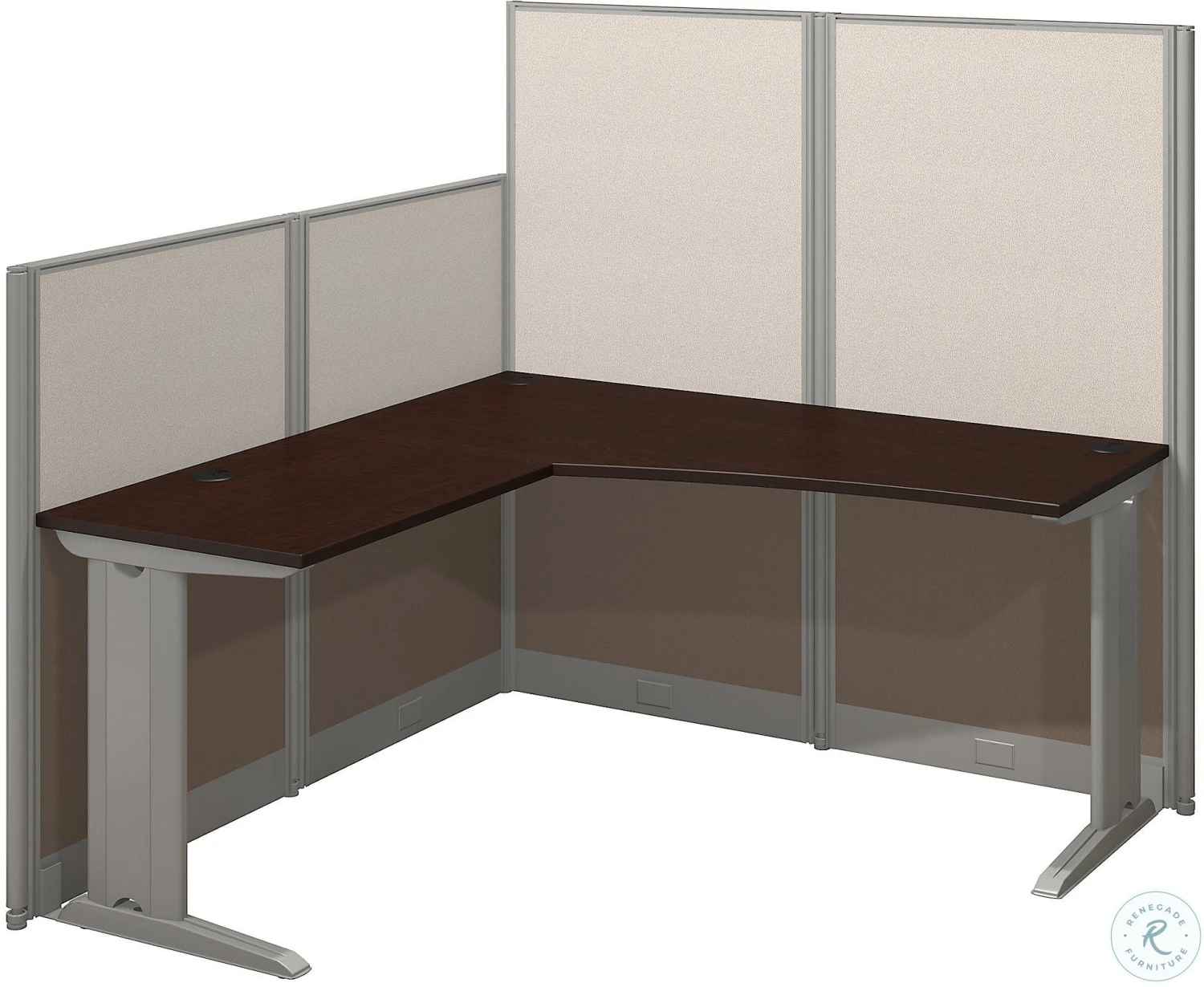 Mocha Cherry L Shaped Cubicle Workstation