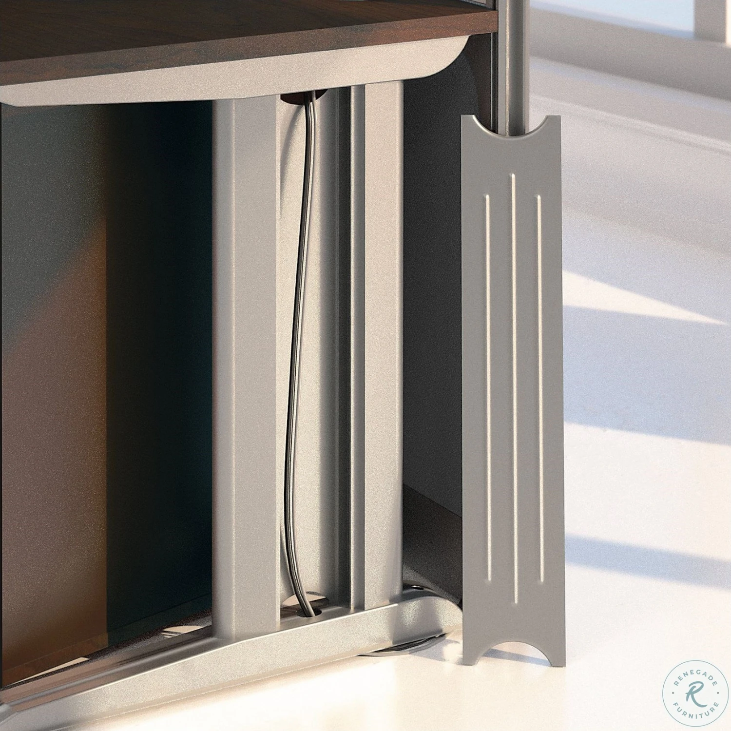 Mocha Cherry L Shaped Cubicle Workstation - Image 4