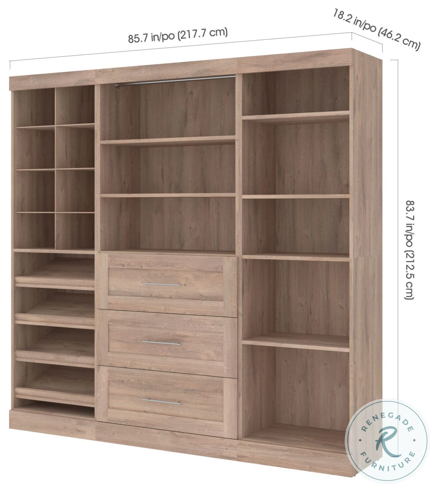 Pur Rustic Brown 86" Closet Organizer With Storage Cubbies - Image 2