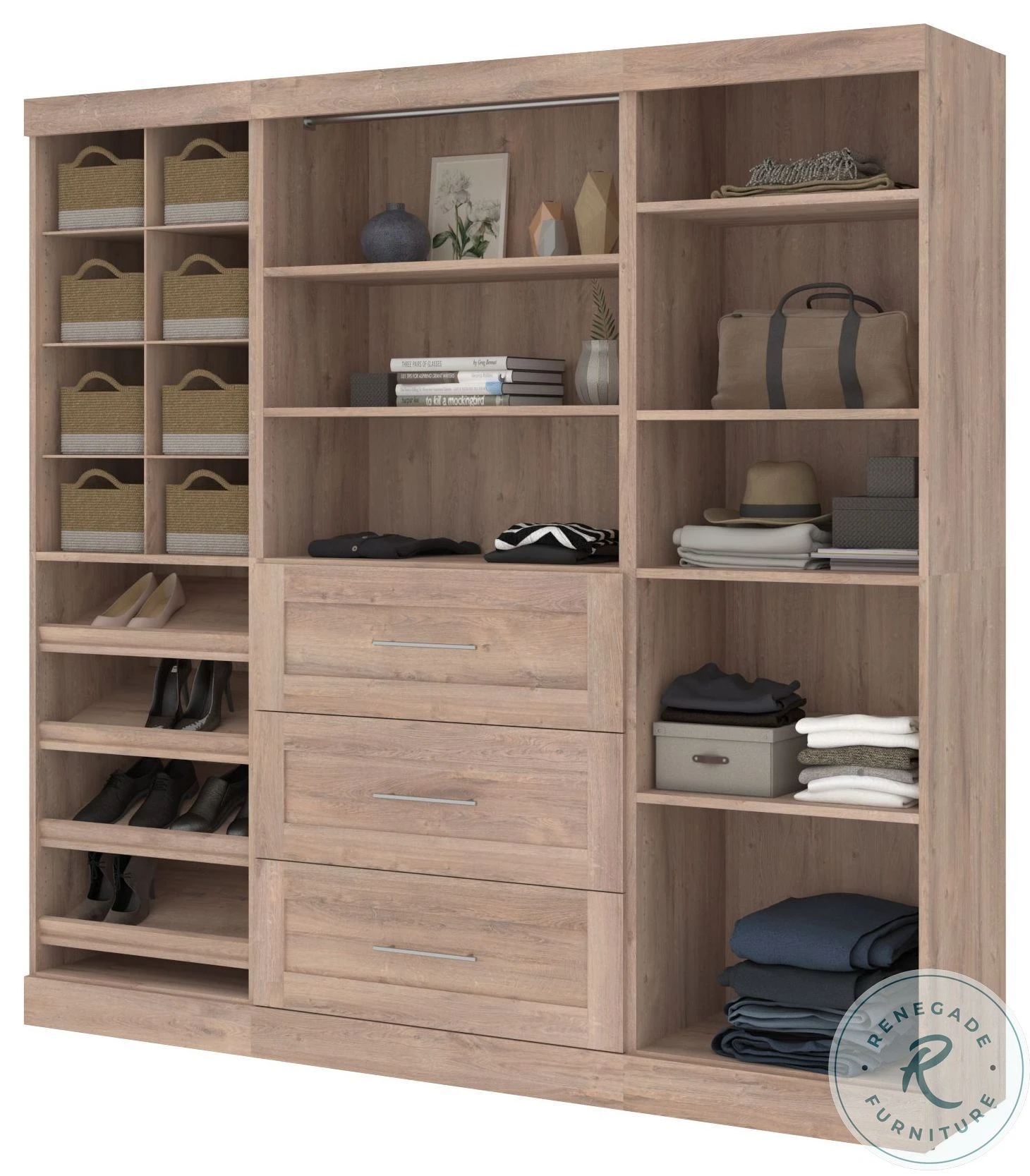 Pur Rustic Brown 86" Closet Organizer With Storage Cubbies - Image 5